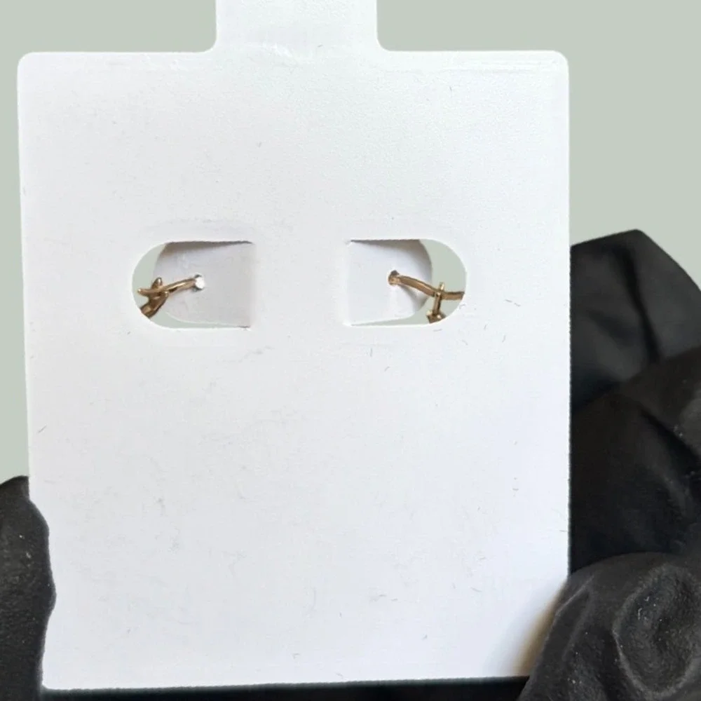 10K Real Yellow Gold Puffed Heart Hoop Earrings Kids Latch Back Small Size 12mm